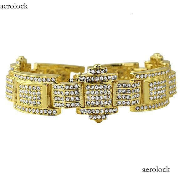Hip-Hop Cool Dia-Studded Bracelet Personality Trendy Men's Exaggerated Dominant Alloy Full Dia Hand Jewelry