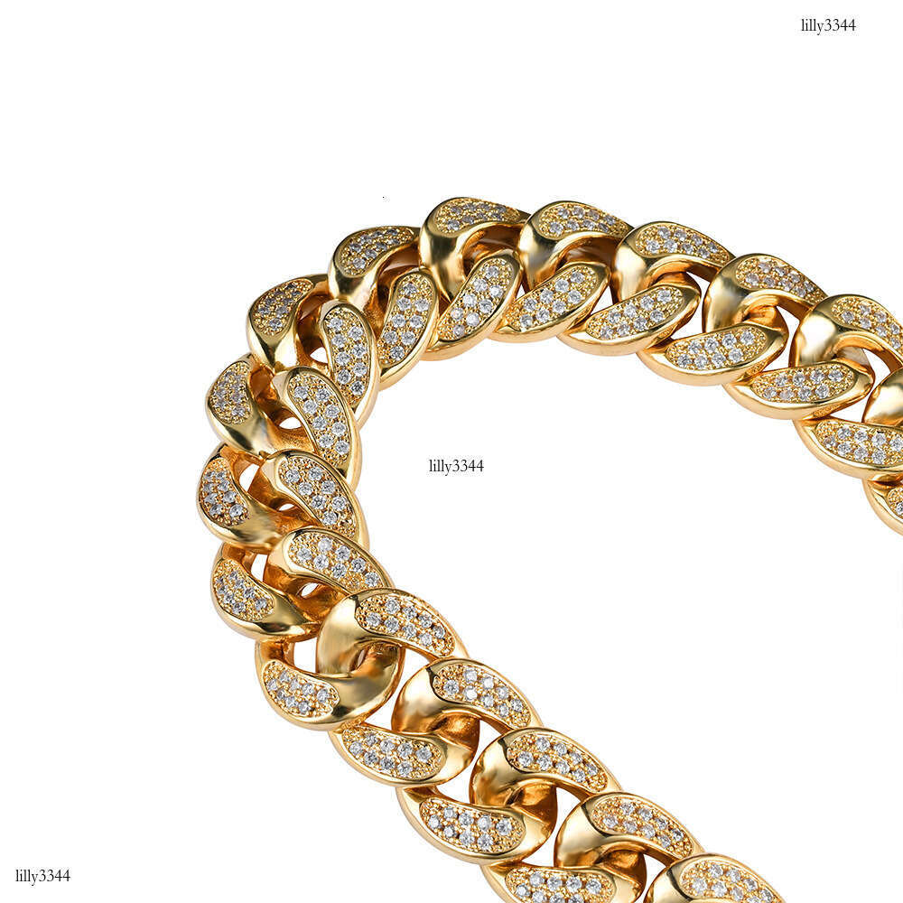 High-Quality Pave Zircon 18mm Wide Cuban Chain Men's HipHop Jewelry Bracelet