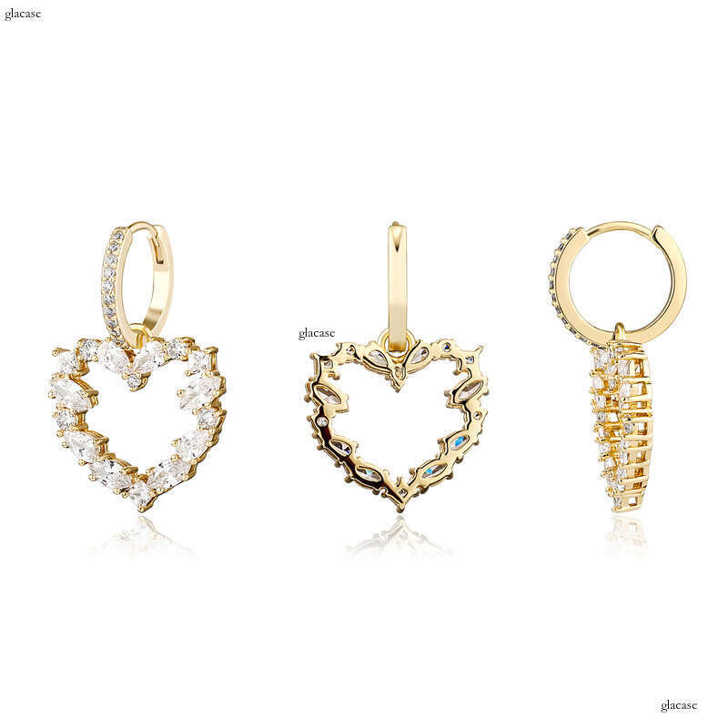 Exquisite Small Irregular Zircon Heart for Women Simple Versatile High-end Sense Temperament Earrings Gold Jewelry