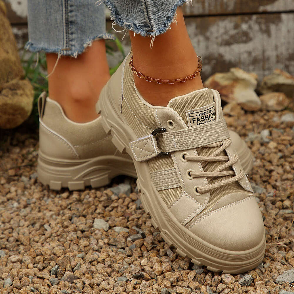 36-45 Plus Size 2025 New Casual Women Four Seasons Thick-Soled Front Designer Shoes Lace-Up Sports Shoes for Women