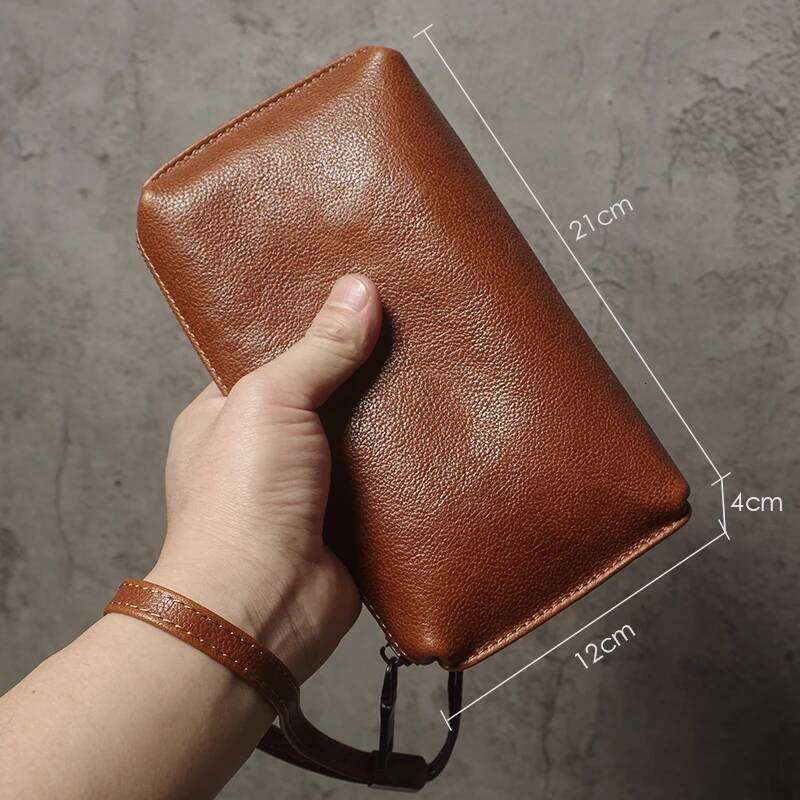 NUKA Men s Genuine Leather Clutch High Quality Handbag Zipper Long Wallet Credit Card Women Top Cowhide Mobile Phone Bag bag