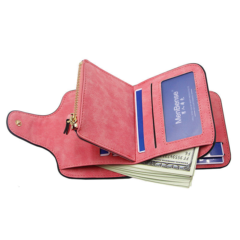 Menbense New Women's Luxury Bag Wallet Retro Suede Leather Short Wallet For Women Multiple Card Slots Coin Purse With Buckle Wallet
