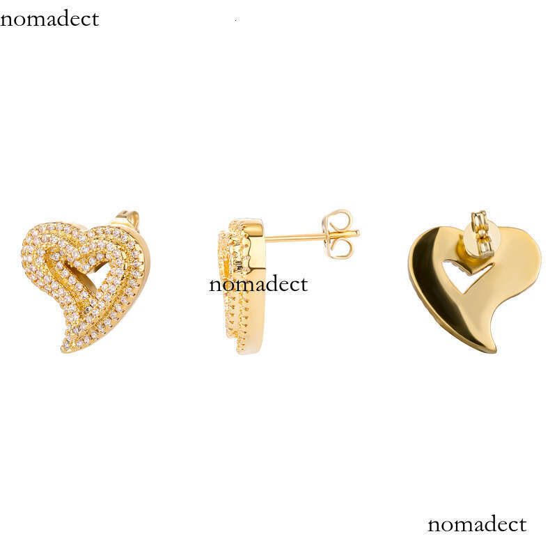 Zircon Hollow Heart Light Fashion Hip-Hop Earrings Exaggerated Personality Ear Jewelry