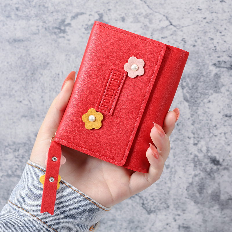 Factory Direct Sale Luxury Bag 2022 Korean Style New Women's Wallet Short Creative Fashion Wallet Student Buckle Coin Purse