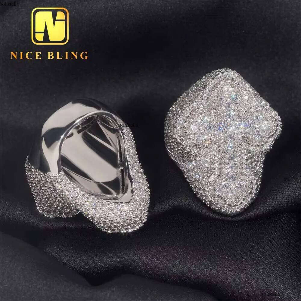Rappers Style Tester Hip Hop Jewelry VVS Dia Iced Out Sterling Sier Cross Custom Moissanite Ring