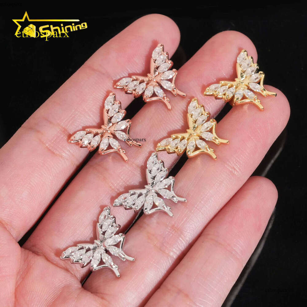 New Arrival D Color Dia Solid Sterling Sier Cute Bling Butterfly Moissanite Earrings Stud for Women