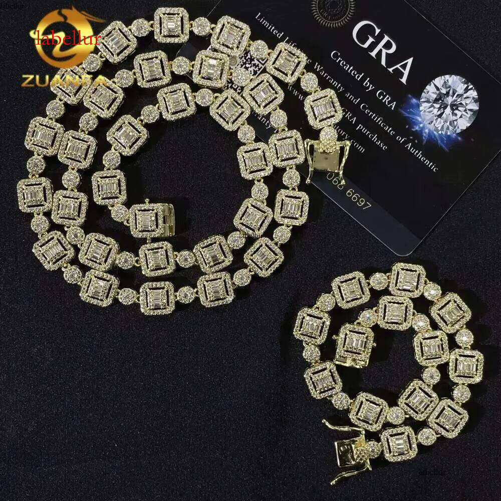 High-Quality Hip-Hop Jewelry 9.5mm Cuban Sier Iced Out Cluster Pyroxene Tennis Chain Necklace