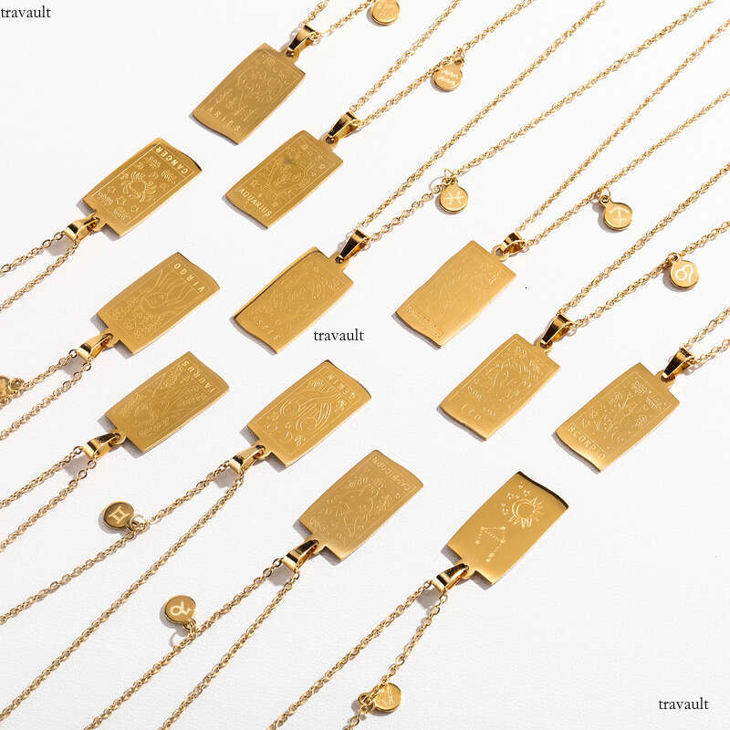 Ins Twee Constellations Double-Sided Pendant Personality Clavicle Necklace Jewelry Hip-Hop