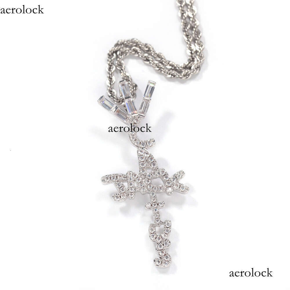 Hip-Hop Trendy Brand Inlaid Dia Cactus Jack Letter Pendant Necklace Accessory