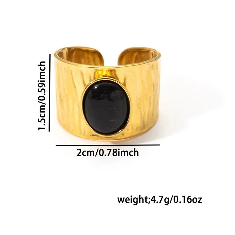 ENSHIR 316L Stainless Steel Inlaid Colorful Stone Wide Ring for Women Men Vintage French Temperament Jewelry Gift Wholesale 250805