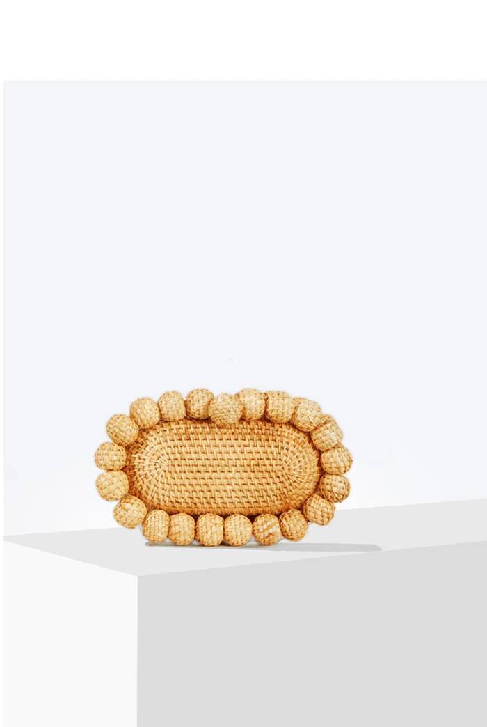 Women egg cane bag Rattan clutch Bag For Wedding Party Purse summer beach Wicker Handbag Designer 2024 new