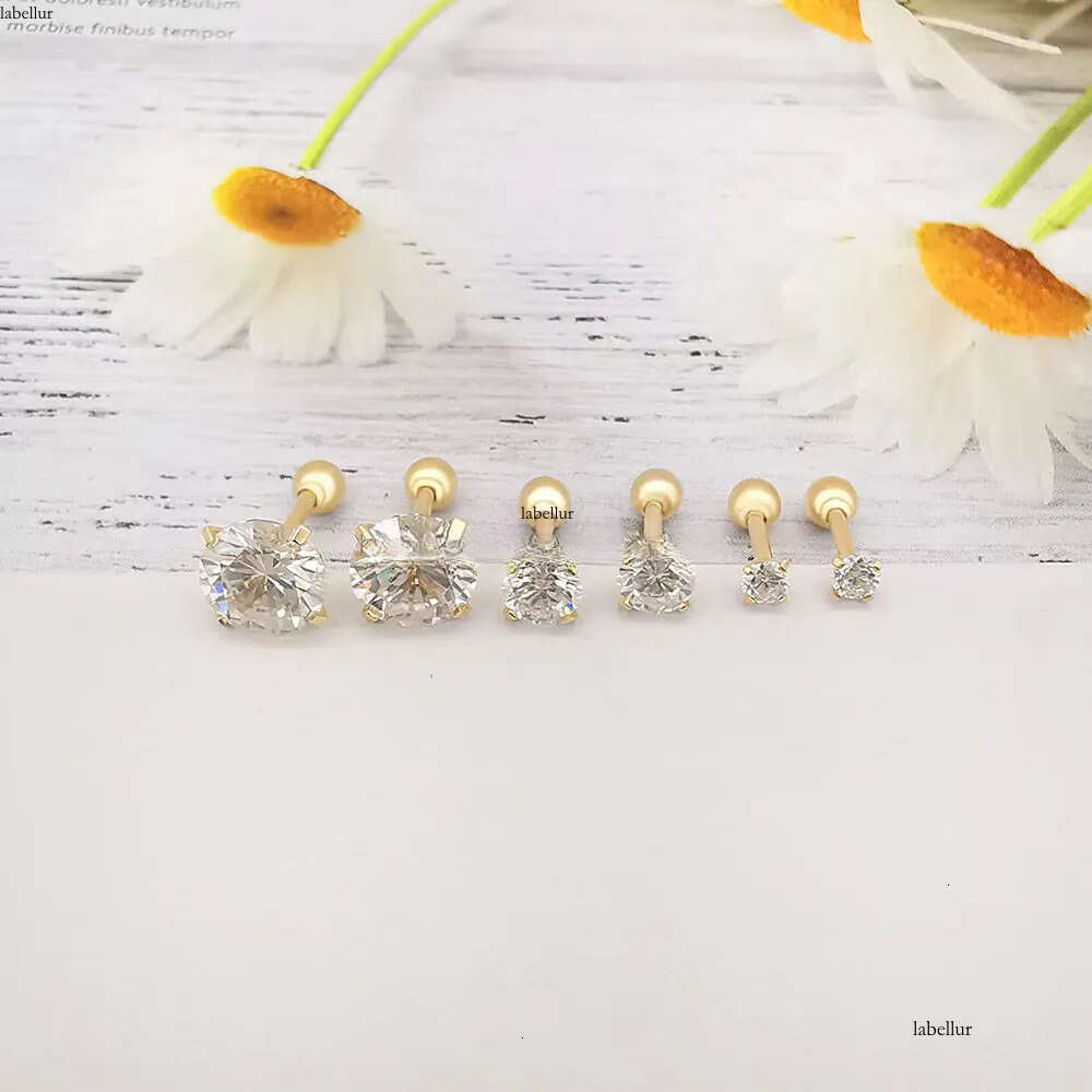 Fashion Earing Handmade Jewelry D/VVS Moissanite Pure 14k Soild AU585 Gold Solid Earring Studs