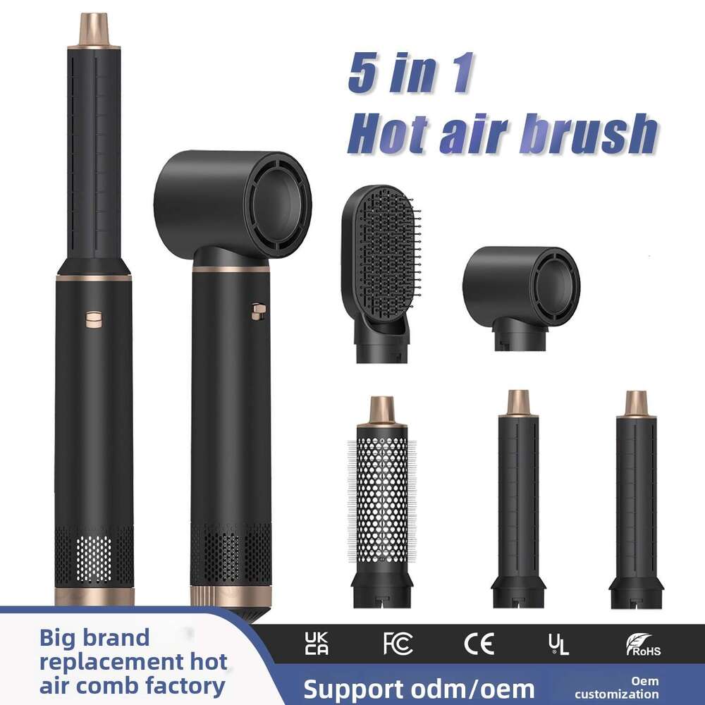 New 5-in-1 Curling Iron Noise Reduction Comb Hot Air Brush Curler Styling Negative Ion Multifunctional Hair Dryer