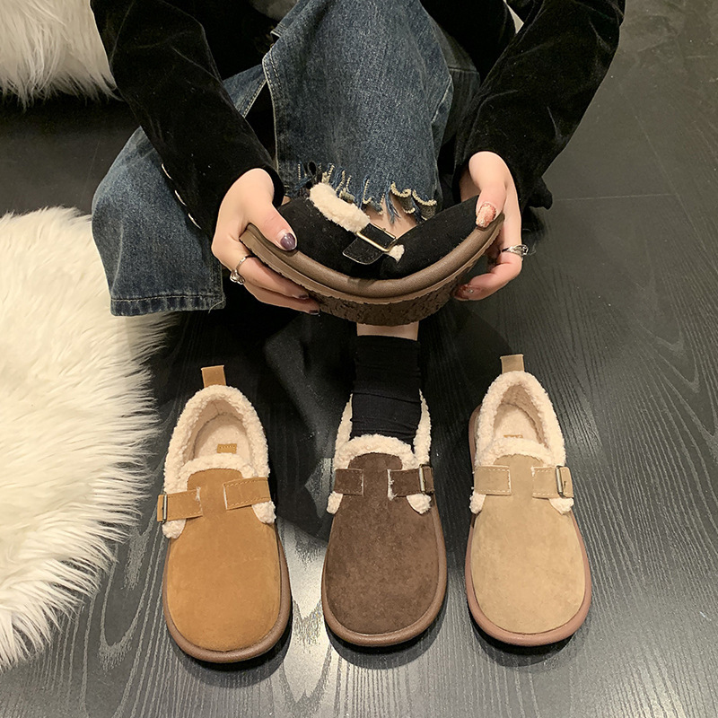 Shoes Plush Women Wear Snow Cotton Autumn And Winter New Vintage Women's Shoes 2025
