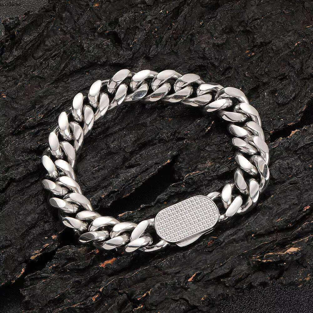 Miami Link Chain Bracelet Punk Jewelry for Men Sier Iced Clasp Stainless Steel Cuban Bracelets