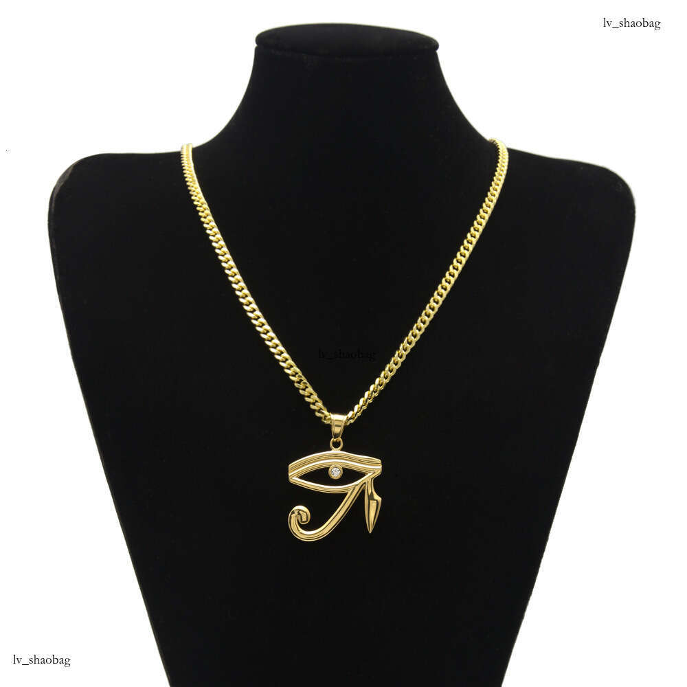 New Sterling Silver Gold Eye Pendant Hip Hop Necklace Fashion Versatile Men's Jewelry