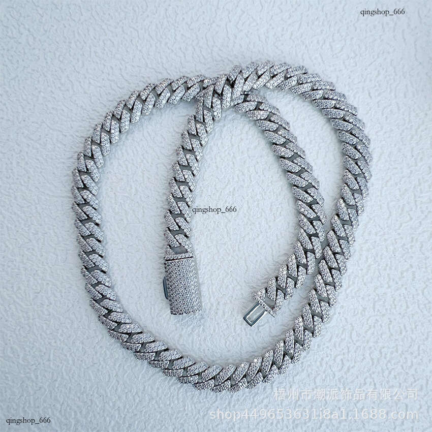 Hot Selling Hip Hop 10mm Double Row Full Dia Cuban Inlaid with Moissanite chain Trendy Men's Rock Punk Fashion Necklace