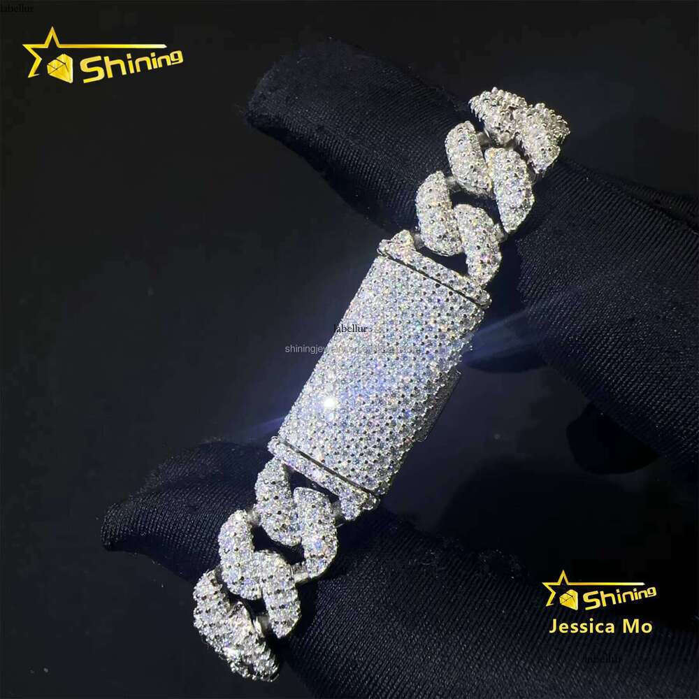 Fashion Rapper New Arrivals Hip Hop 10mm 2Rows Jewelry VVS1 Moissanite Iced Out GRA Certificate S Sier Bracelet Man