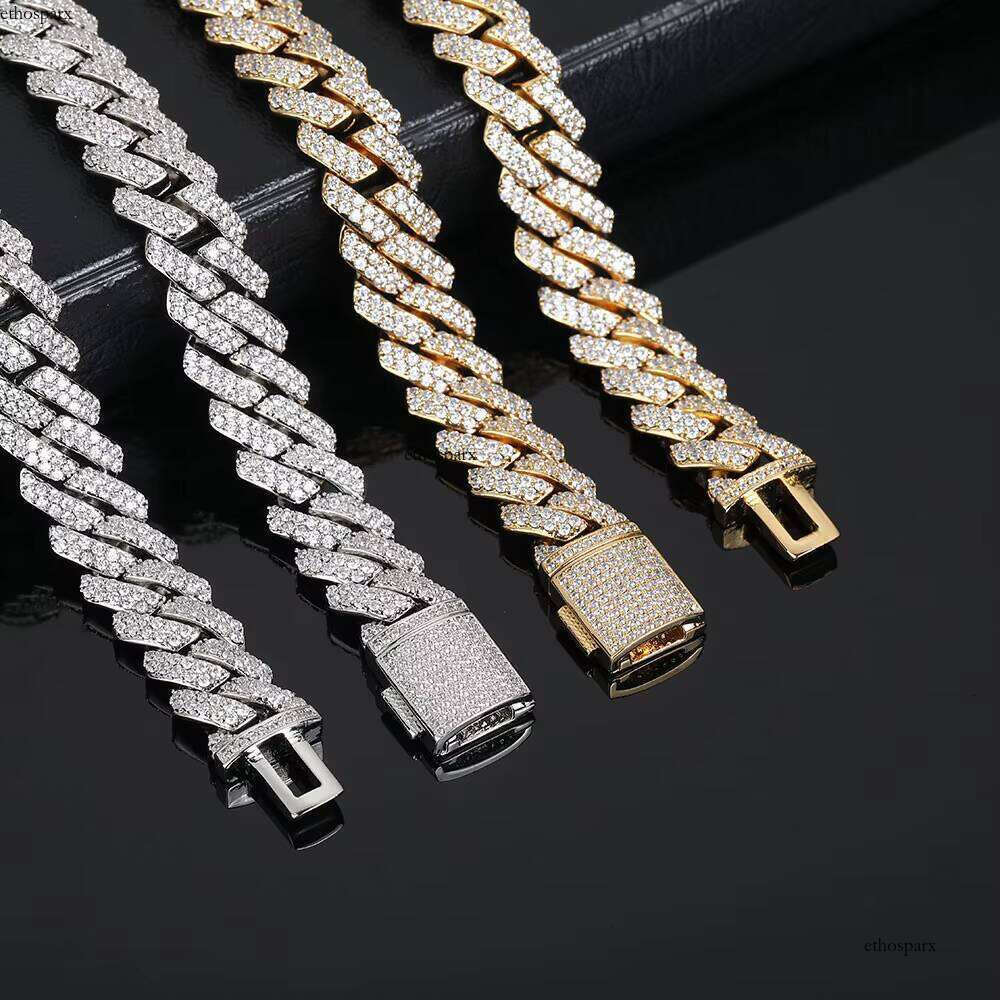 Nuoya 10mm Iced Out CZ Dia Gold Miami Cuban Link Chain Necklace Men Hip Hop Jewelry