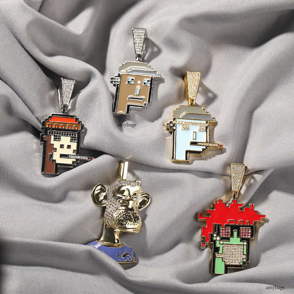Hip-Hop Kid New NFT Avatar Cartoon Men and Women Personality Trend Necklace Cute Character Pendant Jewelry