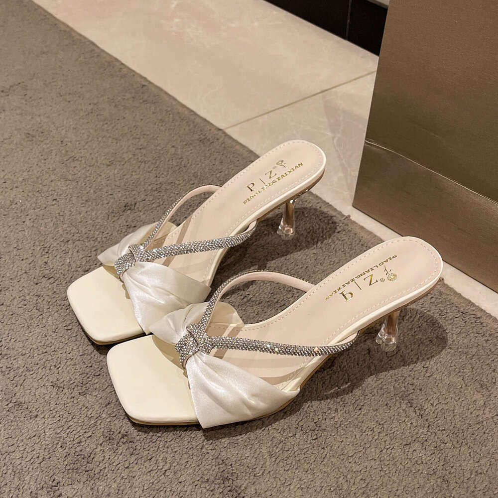 Open-Toe Slippers Women, Outdoor Designer Shoes Wear, designer shoes Rhinestone Strap, Thin Heel, Sexy High Heels, Comfortable, Fairy Style, Suitable 