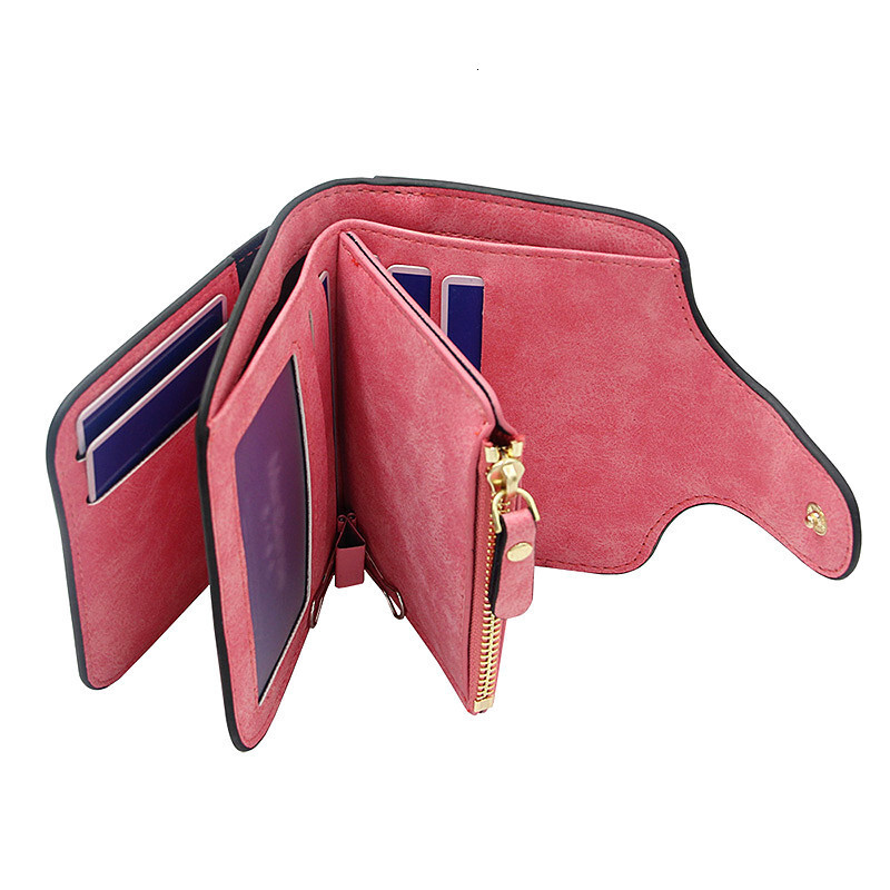 Menbense New Women's Luxury Bag Wallet Retro Suede Leather Short Wallet For Women Multiple Card Slots Coin Purse With Buckle Wallet