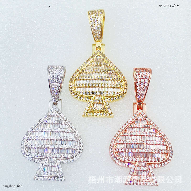 Hot-Selling Sterling Silver Inlaid Moissanite chain Heart Personality Hip-Hop Jewelry Unisex Accessories Necklace Pendant