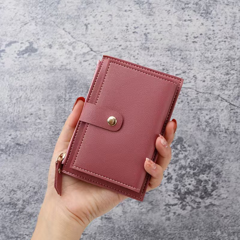 2025 Short Wallet For Women New Multi-card Slot Zipper Button Card Luxury Bag Holder Simple Ladies Card Case Student Coin Purse