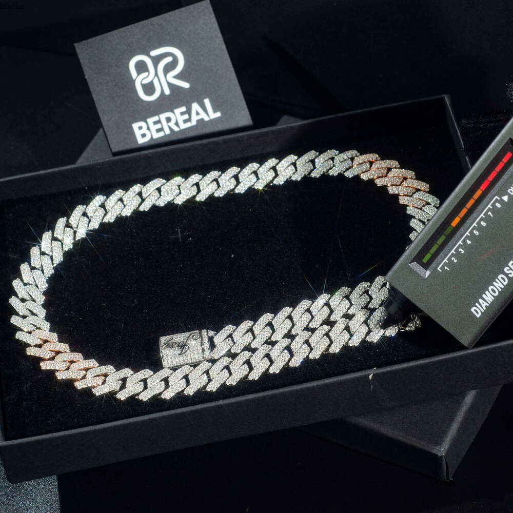 Sterling Sier Ice Out Moissanite Dia HipHop Necklace Bracelet Gold Plated Cuban Chain for Men Jewelry