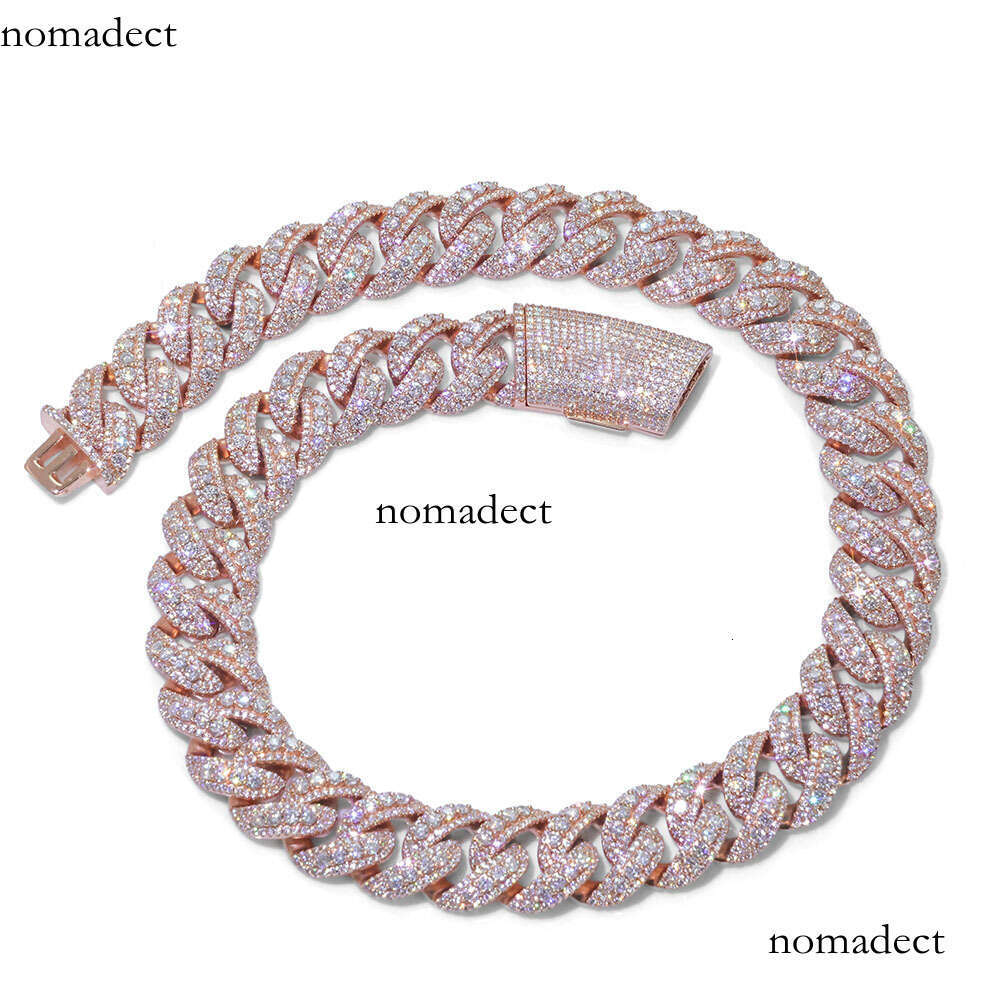 Hip Hop 22mmIced Out VVS Moissanite Bubble Necklace Jewelry Light Accessories Men's Cuban Chain