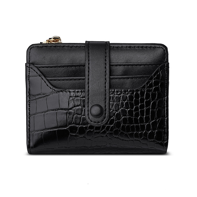 Cross-border Women's Macaron Short Korean Style Luxury Bag Wallet Crocodile Pattern Multi-card Slot Daily Versatile Fresh Women's Wallet