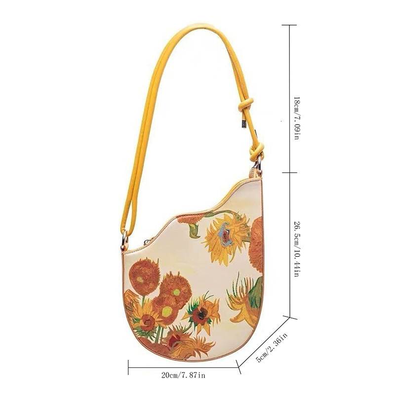Niche Underarm Handbag Fashion Art Van Gogh Sunflower Personality Artistic Girl Bag ddmymoon