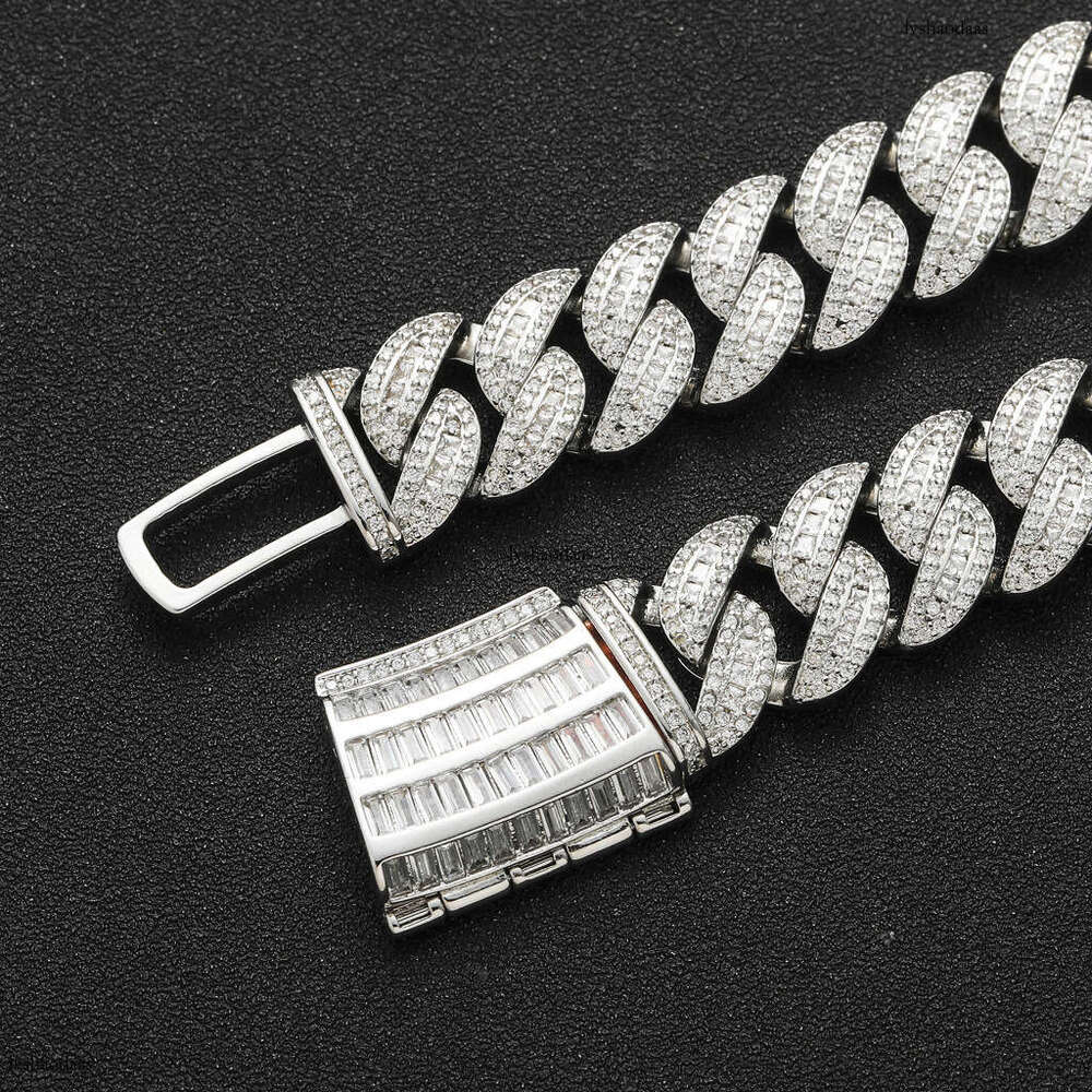 Hip Hop Necklace 15mm Mixed T-Cubic Moissanite chain Miami Cuban Trendy Fashion Men's Niche Clavicle Chain