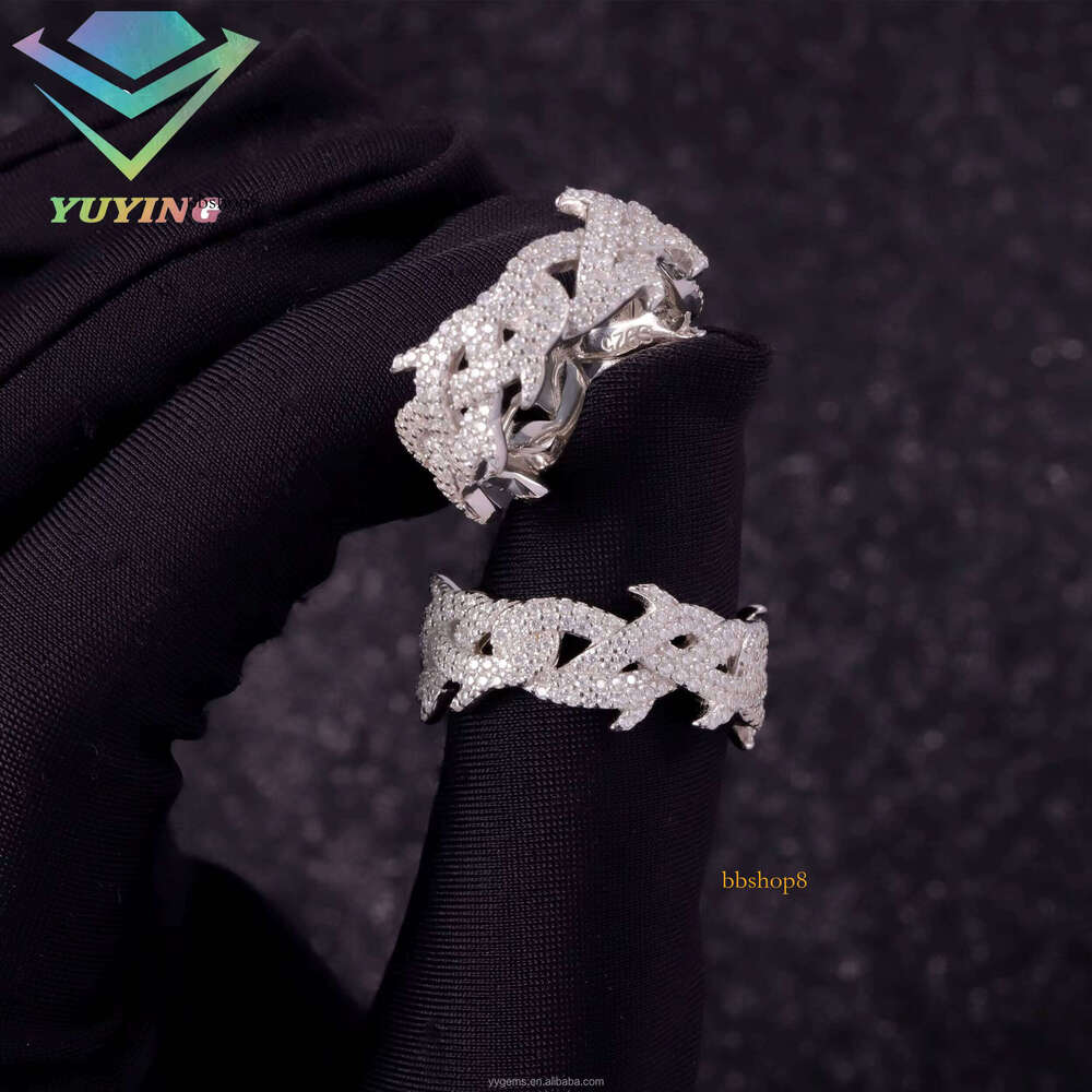 Fashion Design Mossanite Fine Jewelry Sterling Sier Hip Hop for Men Women VVS Moissanite Dia Cuban Ring