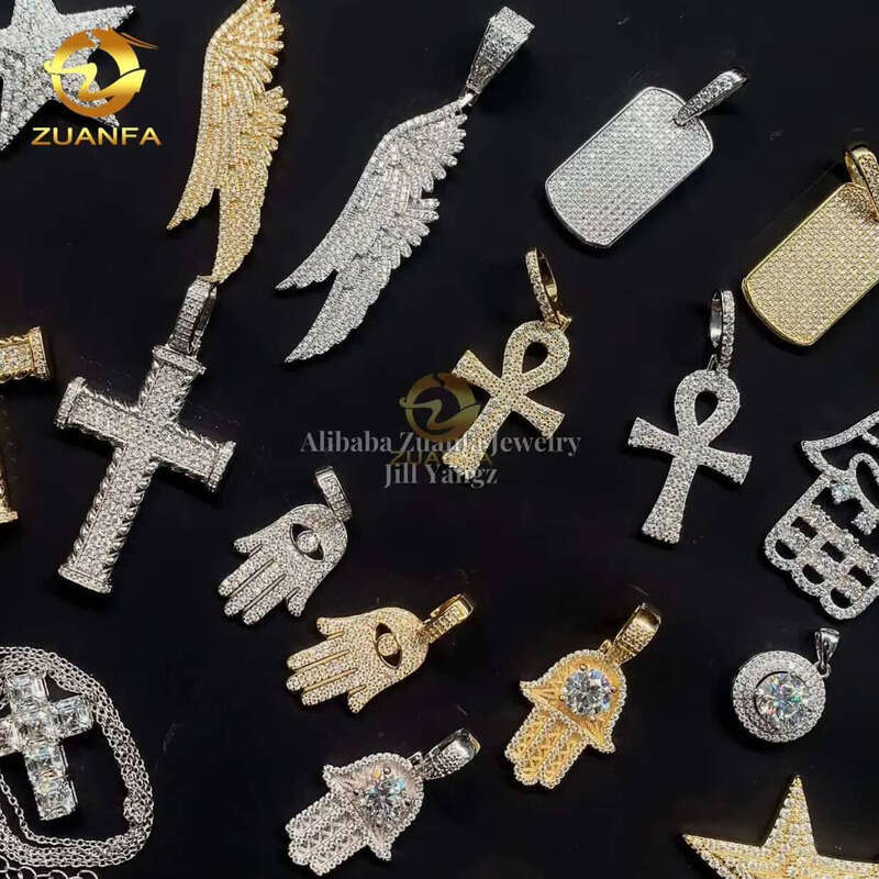 Factory Cheap Price Ready to Ship Angel Wings Iced Out Jewelry Dias Custom Moissanite Pendant