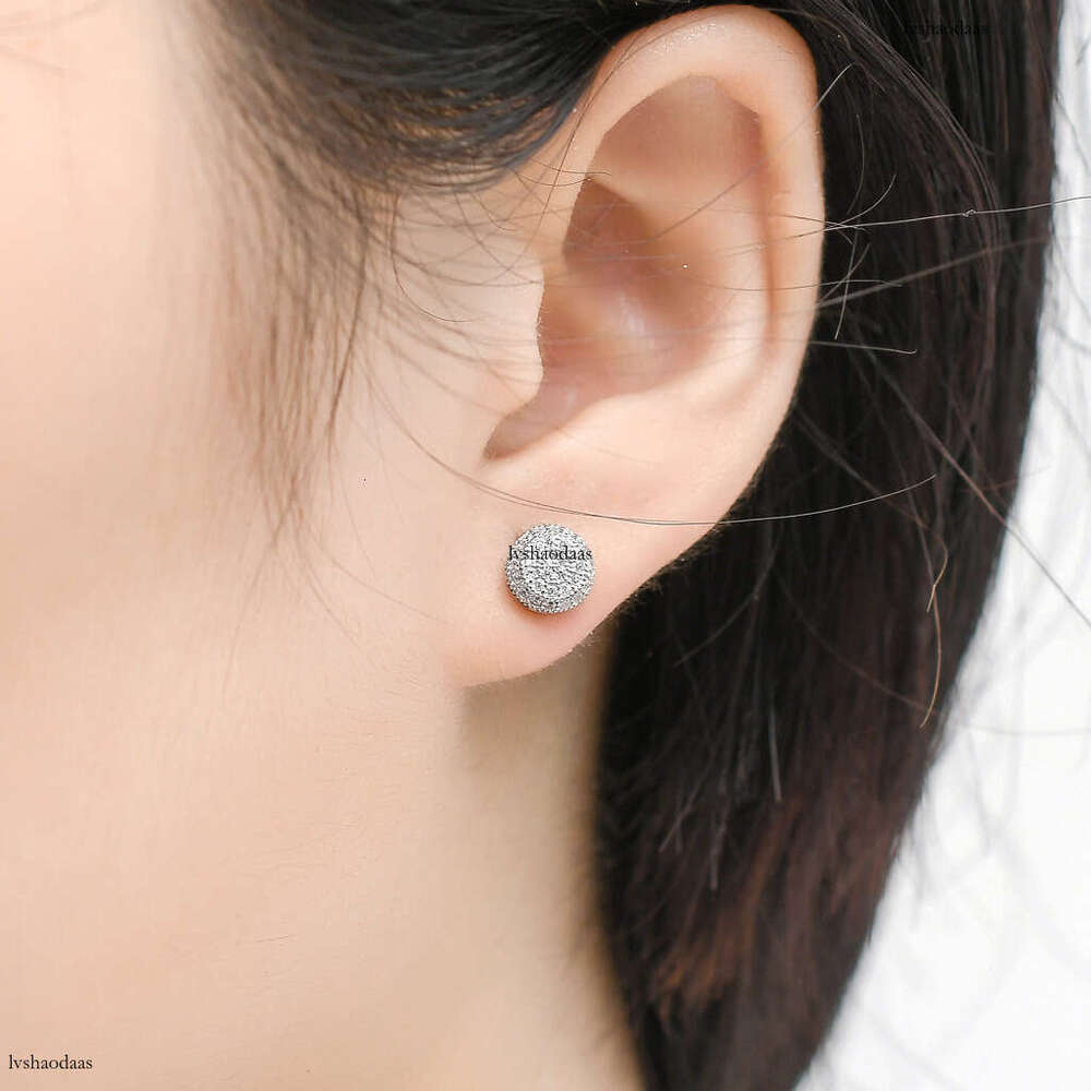 S Hip Hop Men's Round Three-Dimensional Micro-Paved Zircon Spiral Ear StudIced Out VVS Earrings