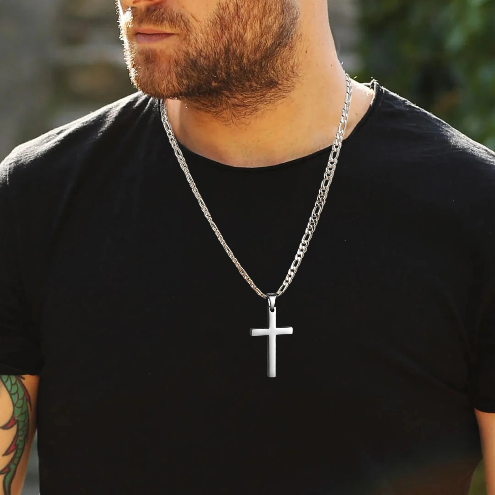 Cross Pendant Waterproof NK Necklaces for Men Women Basic Punk Stainless Steel Figaro Chain Fashion Jewelry Accessories Gift 250805