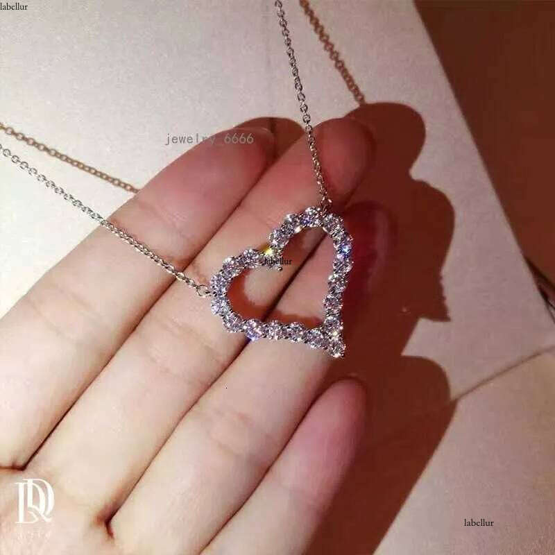 Vecalon Heart love pendant Sterling sier Pave 5A zircon Wedding Pendants with necklace for Women Bridal Party Dia Jewelry