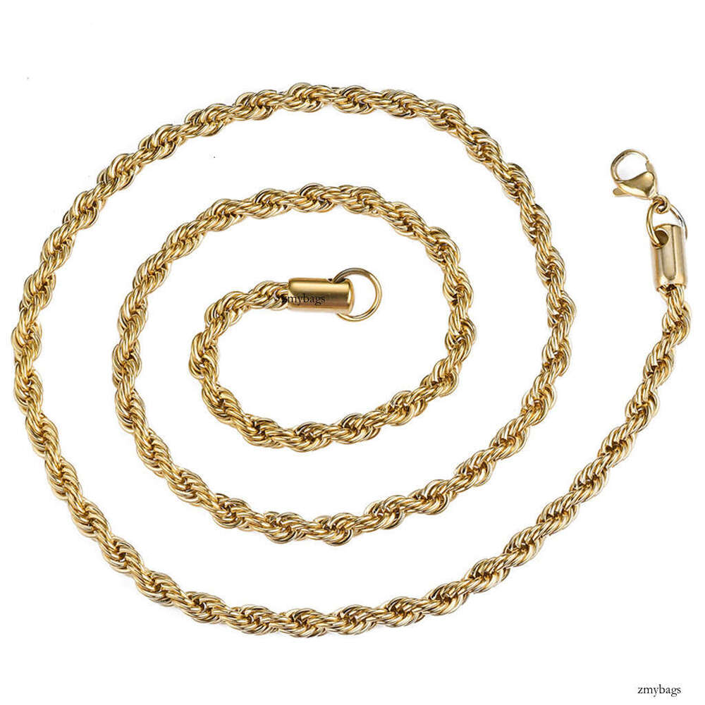 Hip Hop Plain Titanium Accessories Necklace Twist 3mm 5mm Multiple Sizes Sterling Silver Chain