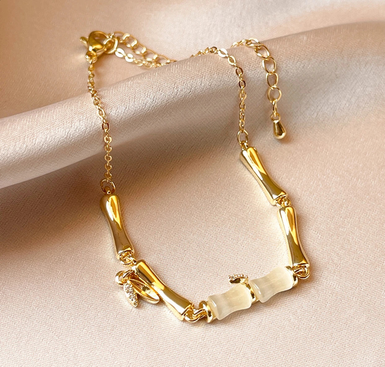 sell 27cm small niche high-end bamboo joint bracelet for girls sense trendy luxurious ankle bracelet temperament 250807