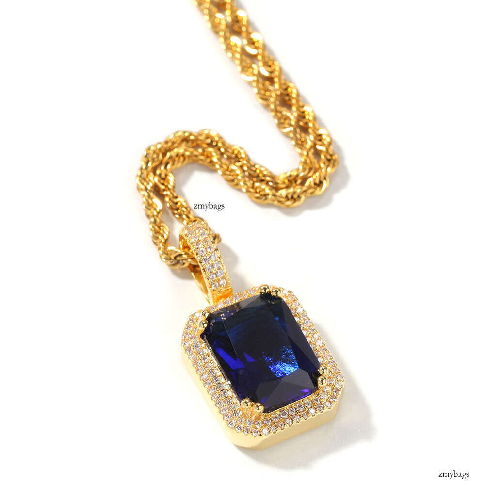 Hiisees Hip-Hop Niche Colorful Solid Square Personality Pendant Trendy Brand Necklace