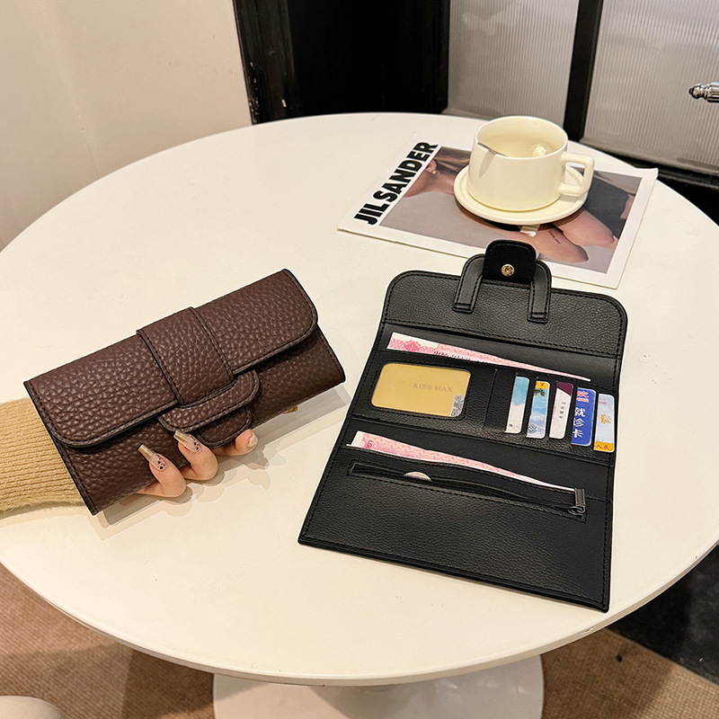 2025 New Luxury Bag Women's Long Wallet Korean Fashion Lychee Pattern Wallet Designer Bag Cross-border Wholesale Large Capacity Card Holder