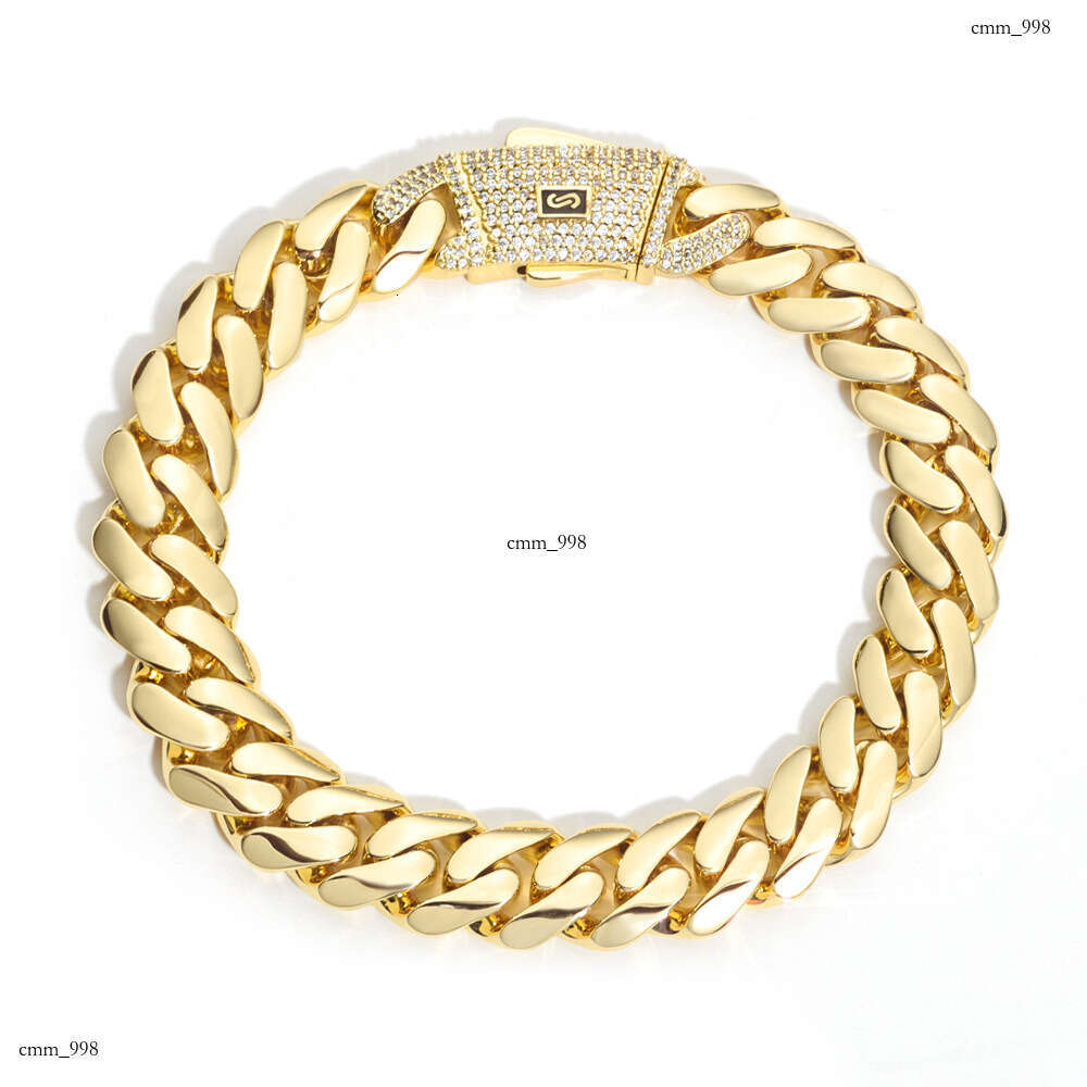 Men's Bracelet 14K Gold Smooth Cuban Chain Hip Hop Jewelry High-end Trendy Accessory