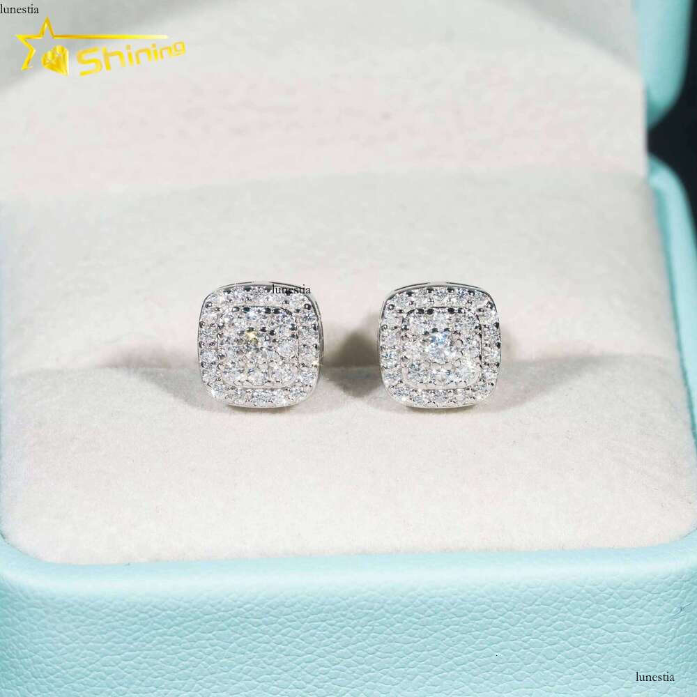 Ready to Ship Pass Dia Tester Iced Out Hip Hop Jewelry Popular Sterling Sier Men Earring VVS Moissanite Stud Earrings