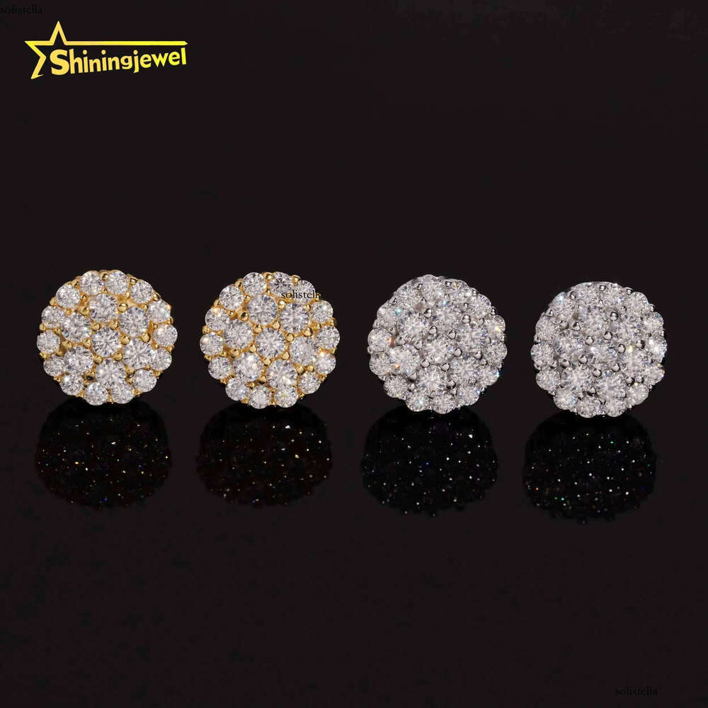 High Grade Fine Jewelry Pass Tester Sterling Sier Fashion Iced Out Custom VVS Dia Moissanite Stud Earrings