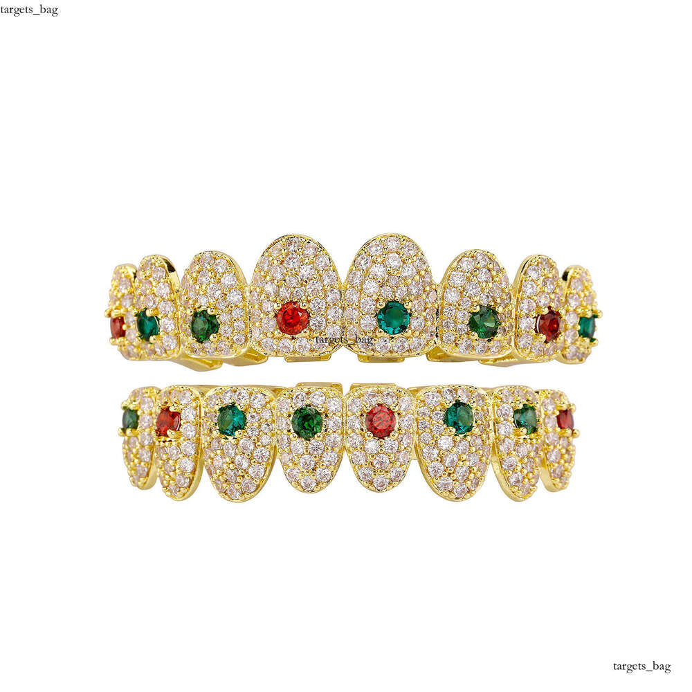 TEMU Brace Hip-Hop Style Full New Colorful Zircon Halloween Christmas Teeth Jewelry