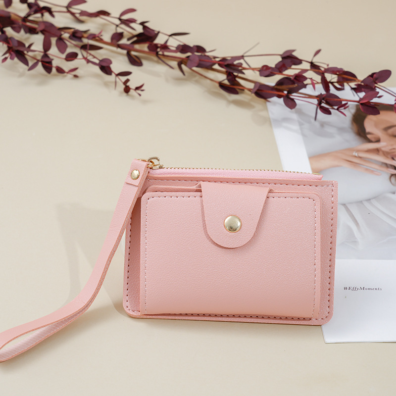 2025 New Women's Wallet Multi-card Slot Coin Purse Portable Wrist Luxury Bag Strap Ins Korean Version Student Small Wallet Money Clip