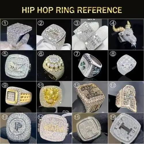 Wholesale Vvs Moissanite Cuban Link Men Rings Hip Hop Style 925 Silver Iced Out Moissanite Diamond Six-pointed Cross Ring Jewelry