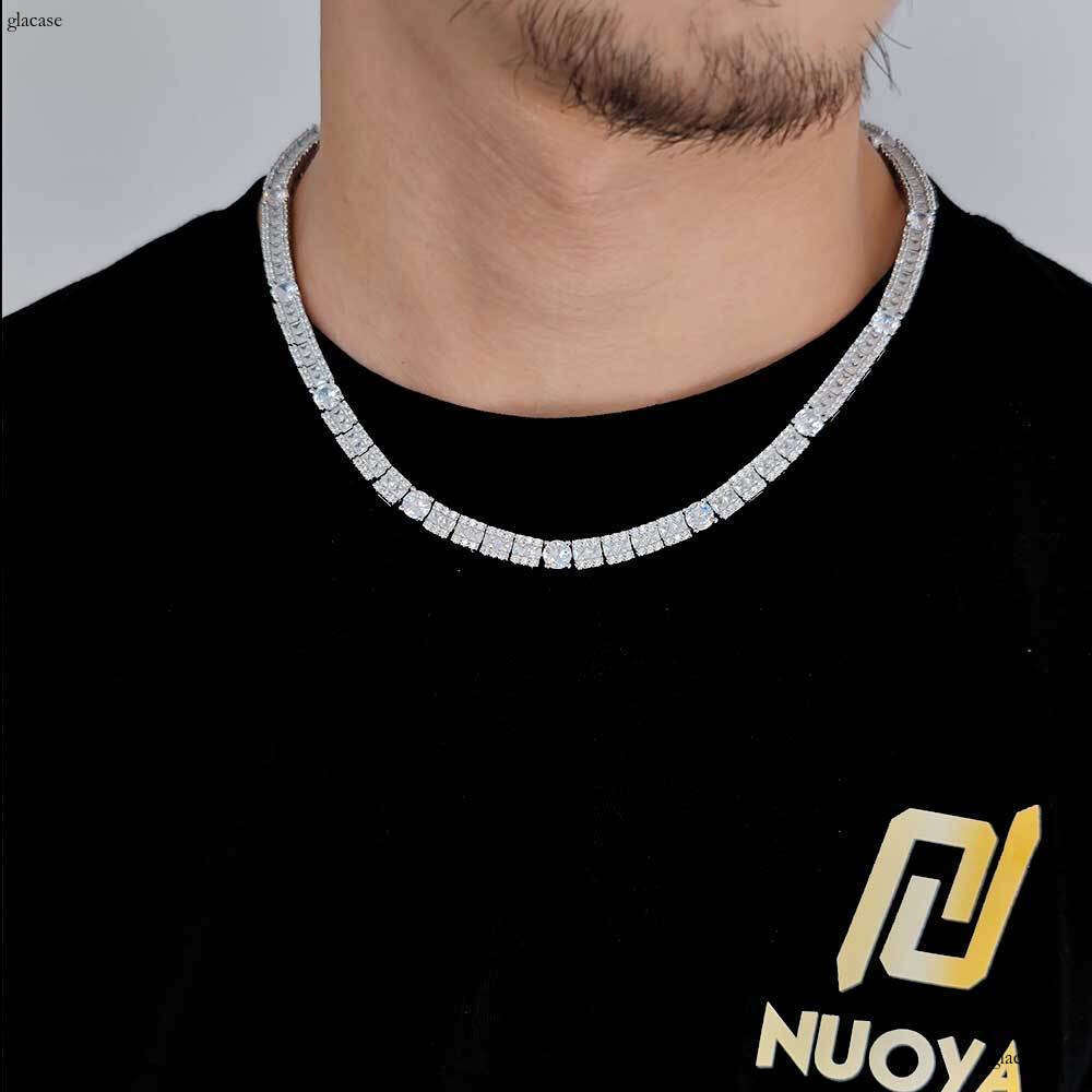 6mm Mixed Hip Hop Jewelry Men's Necklace Square Round Moissanite chain Tennis Chain