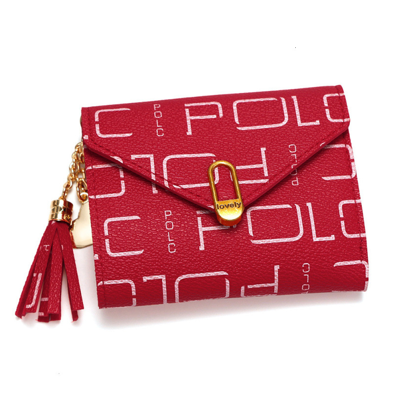 Trendy Letter Luxury Bag Tassel Women's Short Wallet Multi-card Slot Card Holder Small 70% Off ID Holder Women's Money Clip Women's Coi